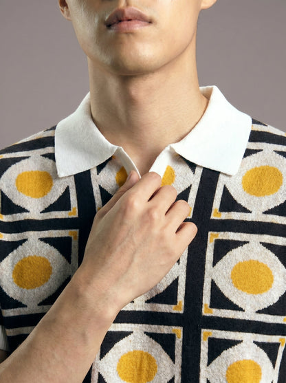 Astor grid knit polo