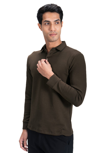 Legacy Polo Sweater - Chocolate Brown