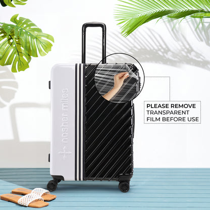 Nasher Miles Vegas Hard-Sided Polycarbonate Check-in Luggage Black&White 24 inch |65 Trolley Bag