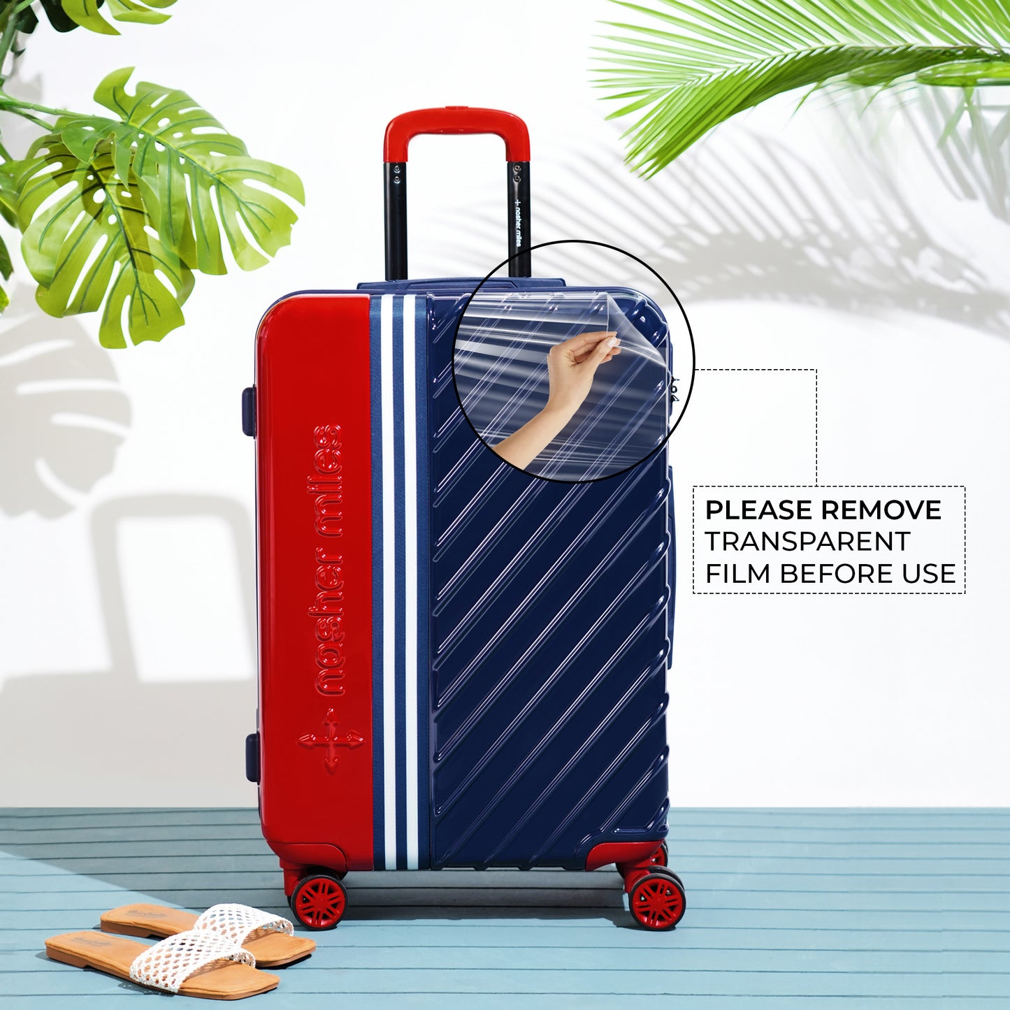 Nasher Miles Vegas Hard-Sided Polycarbonate Check-in Luggage Red&Blue 28 inch |75 Trolley Bag