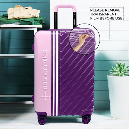 Nasher Miles Vegas Hard-Sided Polycarbonate Check-in Luggage Light Purple&Magenta 28 inch |75 Trolley Bag