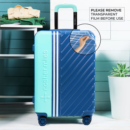 Nasher Miles Vegas Hard-Sided Polycarbonate Check-in Luggage Teal&Dark Blue 24 inch |65 Trolley Bag