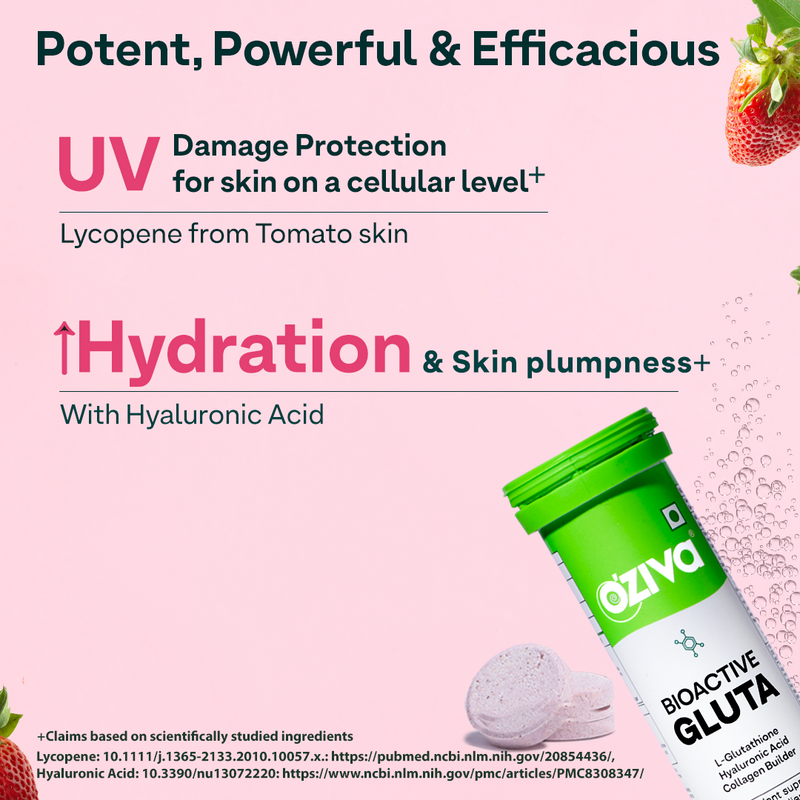 oziva glutathione fizz OZiva Bioactive Gluta Fizz Tablet 15 Tabs - Strawberry Swirl