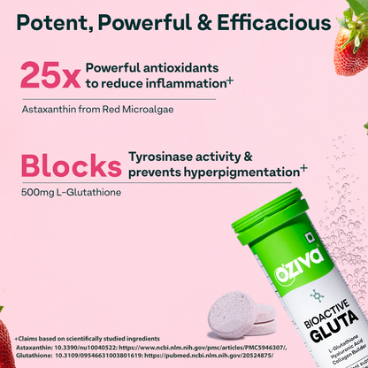 OZiva Bioactive Gluta Fizz Tablet 15 Tabs - Strawberry Swirl | OZiva at Broadway