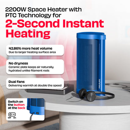 NUUK HOT BAR  2200W PTC SPACE HEATER WITH CERAMIC HEATING PLATE