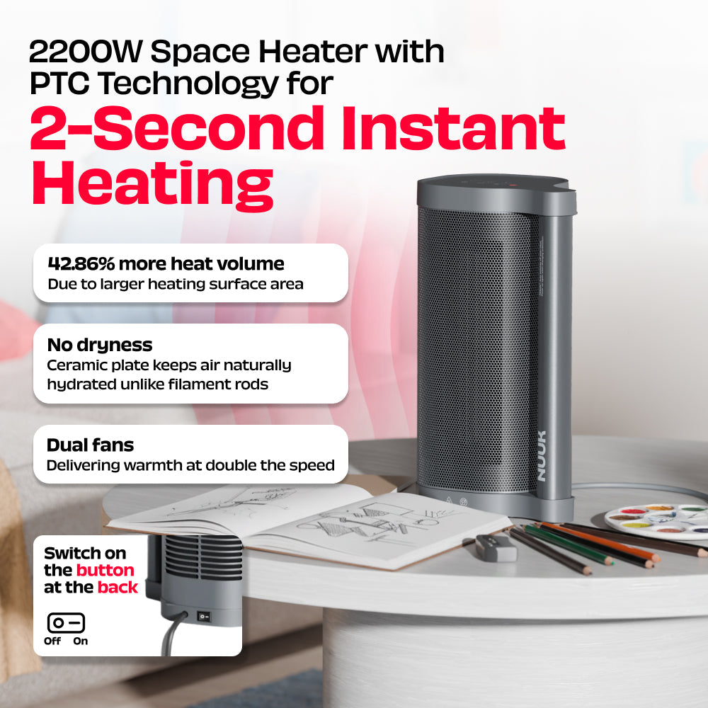 NUUK HOT BAR  2200W PTC SPACE HEATER WITH CERAMIC HEATING PLATE