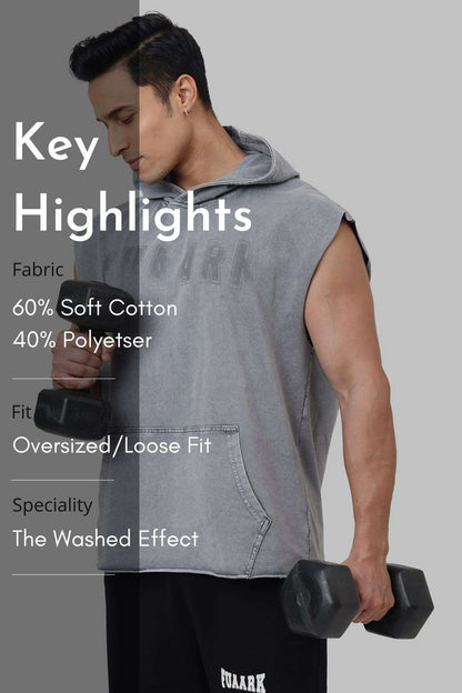 Shadow Washed Capsleeves Hoodie Light Grey