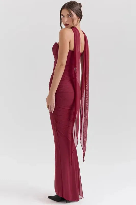 Draped Mesh Corset With Skirt Set | ANNY at Broadway