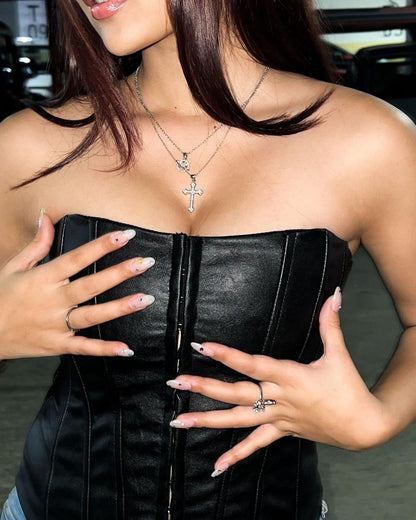 Faux Leather Corset Top