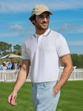 White Jacquard Tipped Polo T-shirt | Kingdom Of White at Broadway