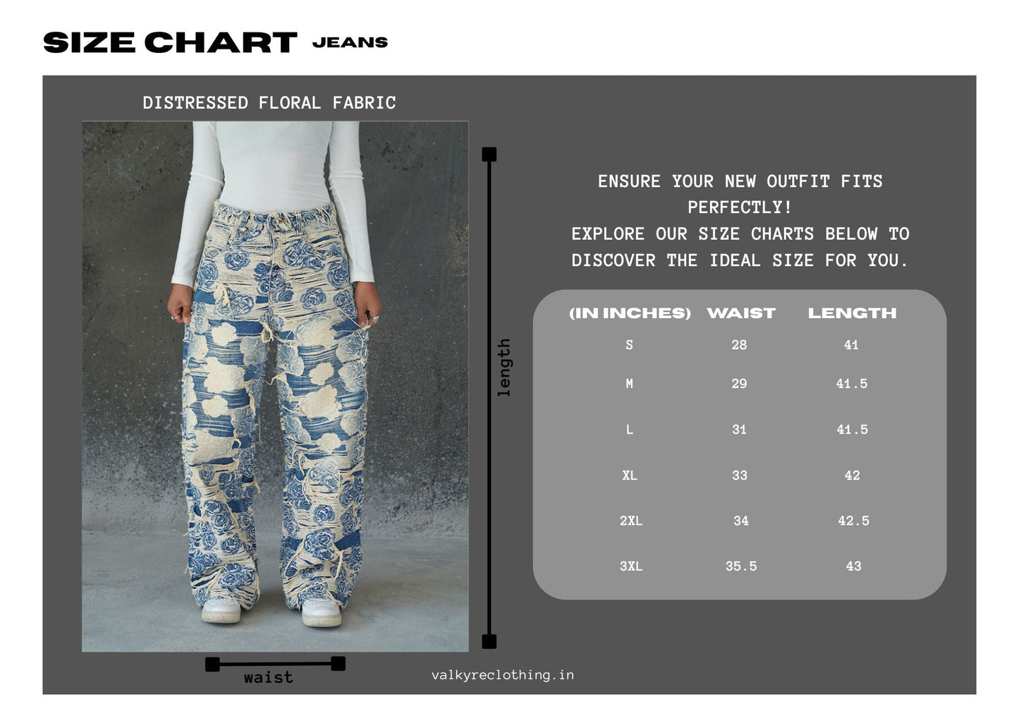 DISTRESSED FLORAL FABRIC VALKYRE JEANS
