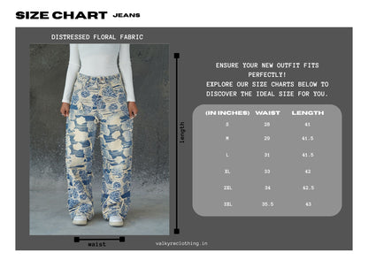DISTRESSED FLORAL FABRIC VALKYRE JEANS