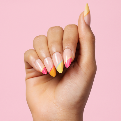 Candy Land, Abstract with Nail Glue + Nail Glue Sticker | Long, Almond Press-On Nails