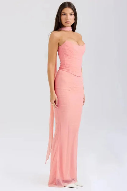 Draped Mesh Corset With Skirt Set | ANNY at Broadway