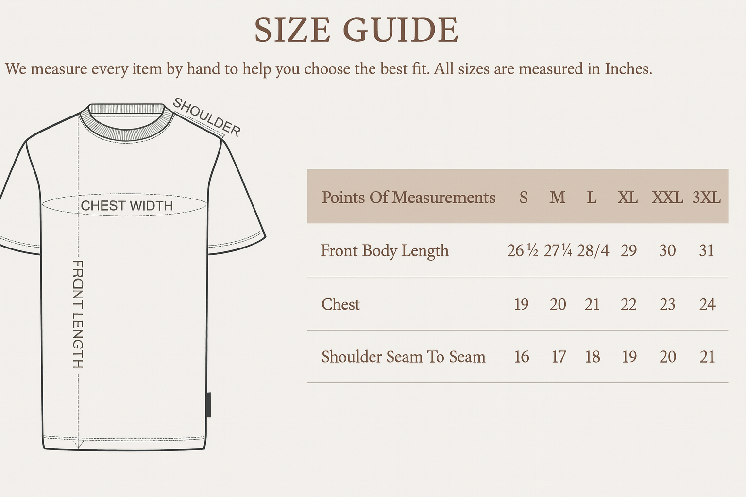 Size Chart for Luxe Loom Crewneck