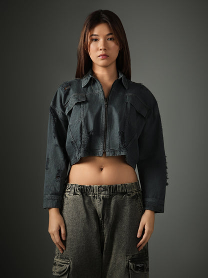 Olive Cropped Jacket