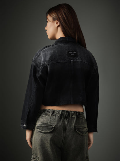 Acid Wash Blue-Grey Cropped Jacket