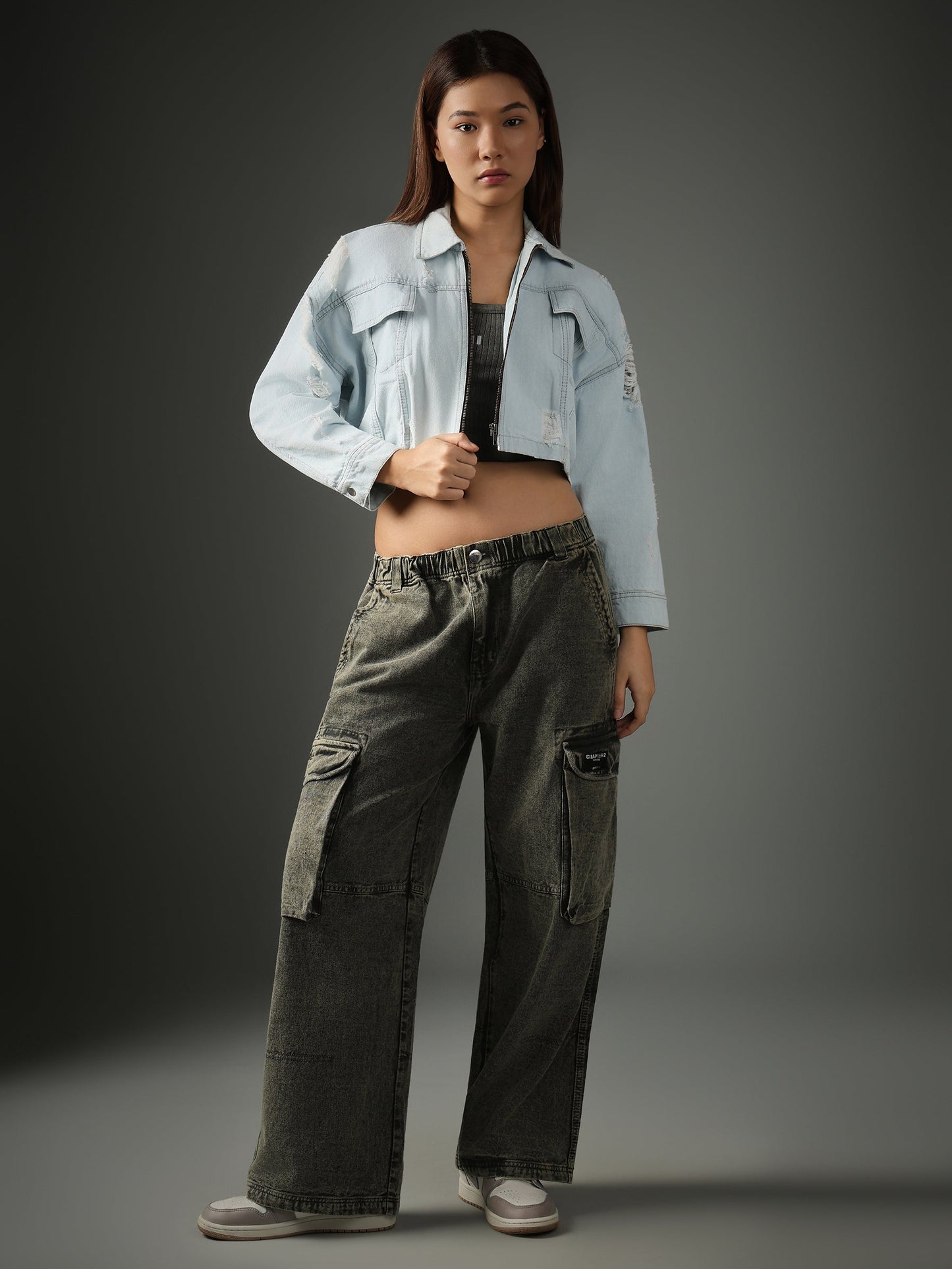 LIGHT BLUE CROPPED  JACKET