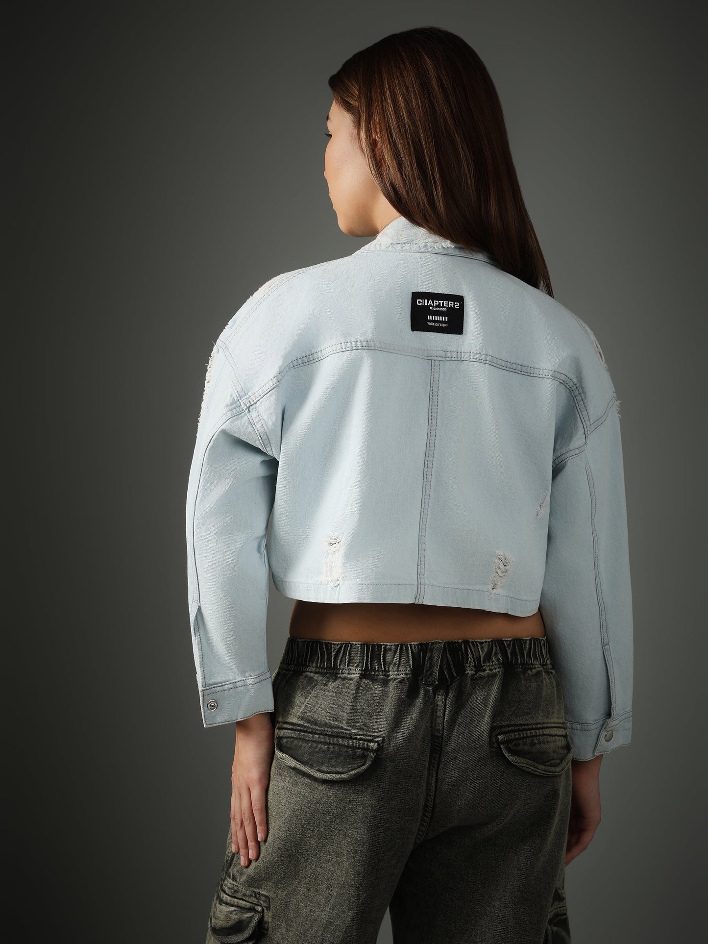 LIGHT BLUE CROPPED  JACKET
