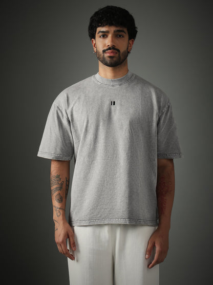 Flock Washed Light Grey Tshirt