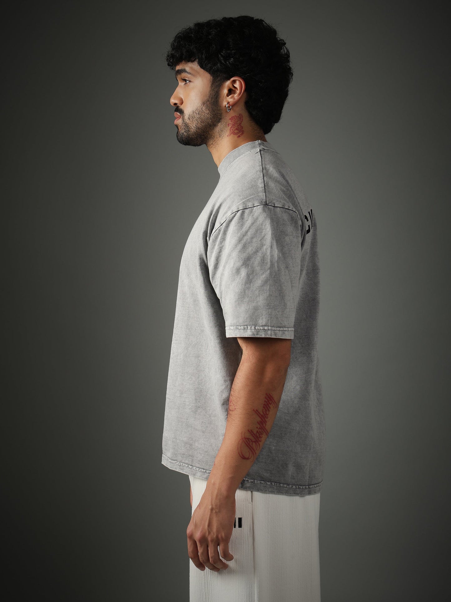 Flock Washed Light Grey Tshirt