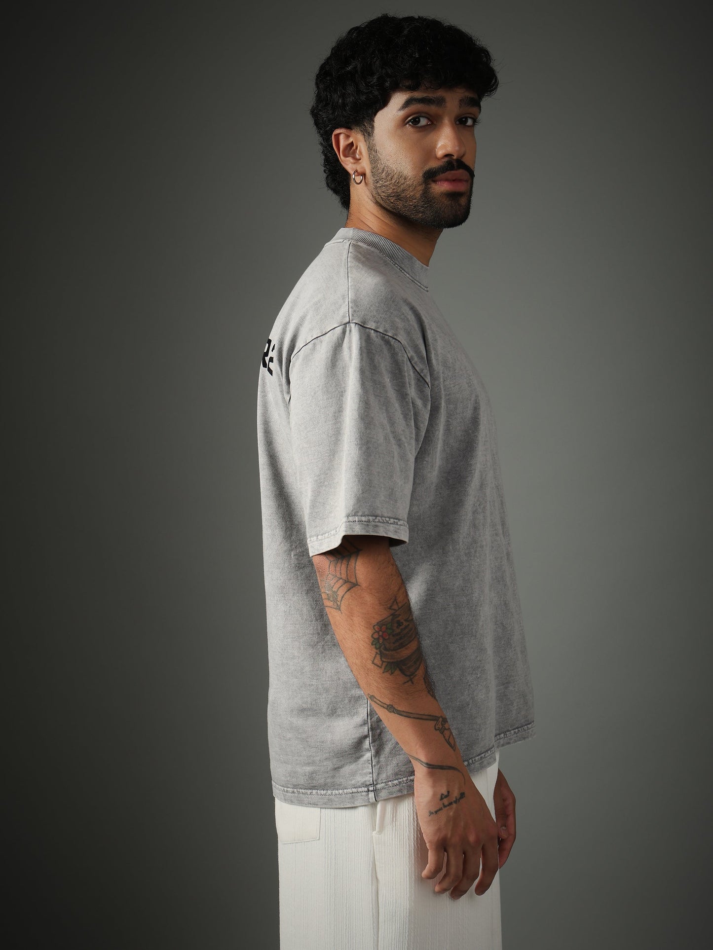 Flock Washed Light Grey Tshirt