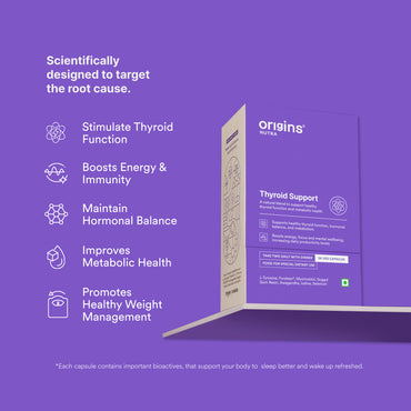 Origins Nutra Thyroid Support | Support Healthy Thyroid Function, Maintain Hormonal Balance | ForsLean, ShodenGMP Certified | For Men & Women | 56 Veg Capsules