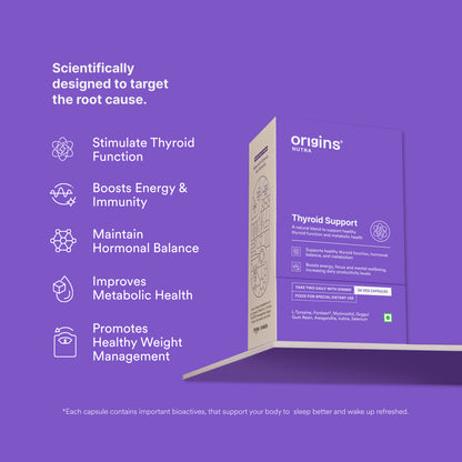 Origins Nutra Thyroid Support | Support Healthy Thyroid Function, Maintain Hormonal Balance | ForsLean, ShodenGMP Certified | For Men & Women | 56 Veg Capsules