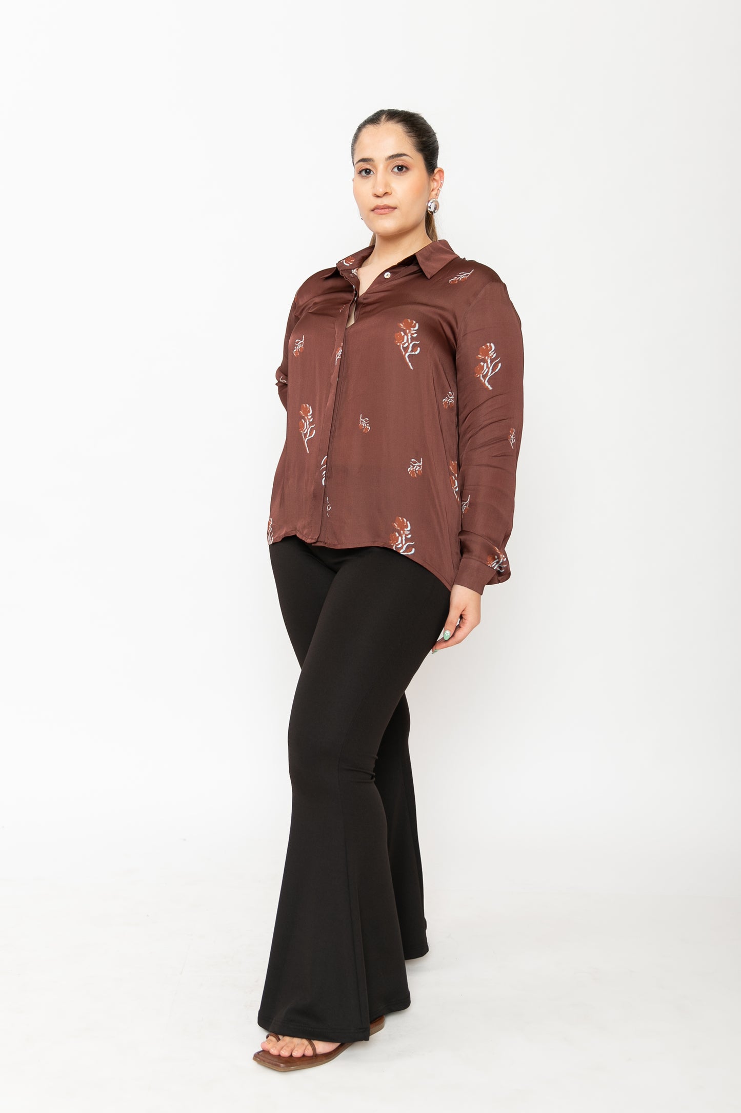 Contemponari-Wilted Petals Shirt | Brown