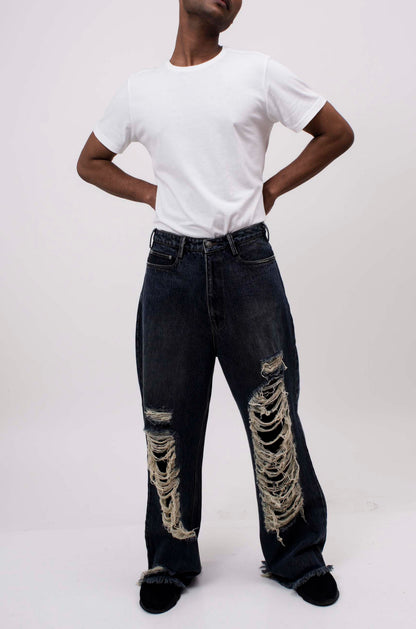 Indigo Distressed Jeans | Huemn at Broadway
