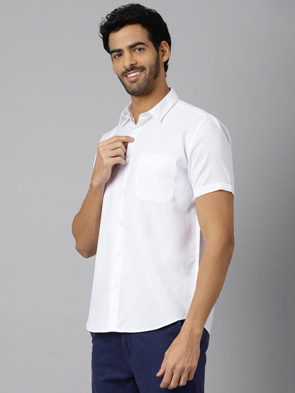 Patch Pocket Dobby Cotton White Shirt - Orchard