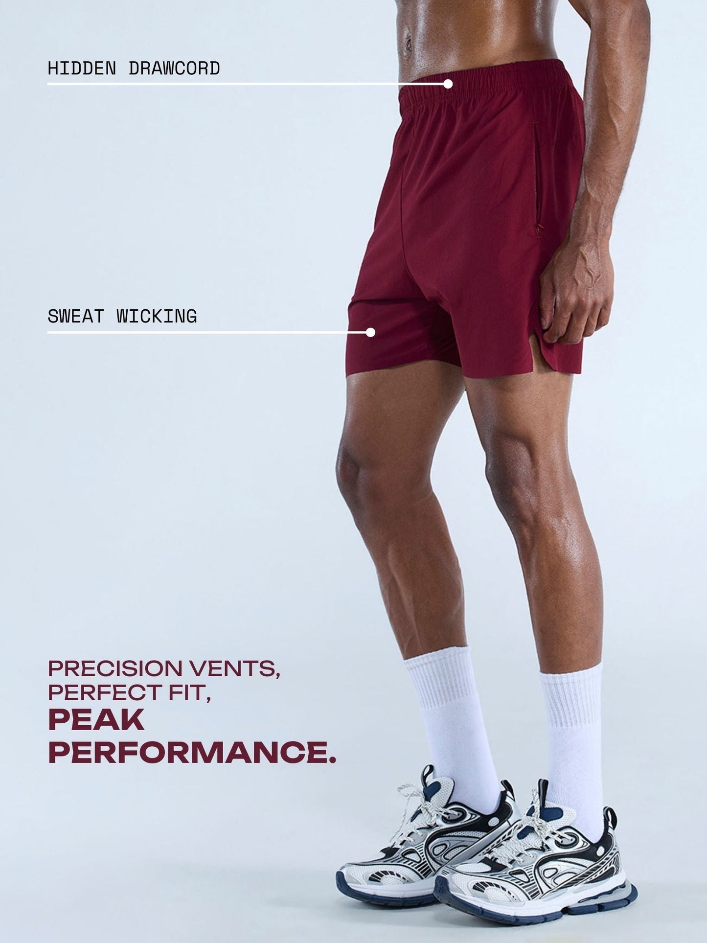 Burgundy 5 train in shorts