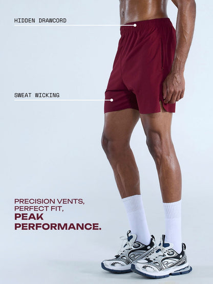 Burgundy 5 train in shorts