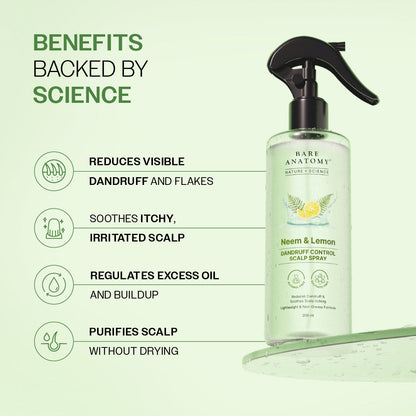 Neem & Lemon Dandruff Control Scalp Spray - 200 ml | Pack of 3