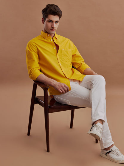 Aldeno Men Oxford Yellow Casual Shirt (GOLDY)