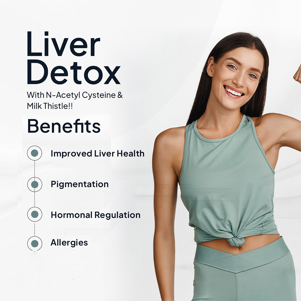 Miduty Liver Detox Supplement Milk Thistle with N-Acetyl Cysteine 900 mg | Natural Body Detox & Digestive Enzymes - Fatty Liver Care | Natural Detoxification Formula - 60 Veg Capsules