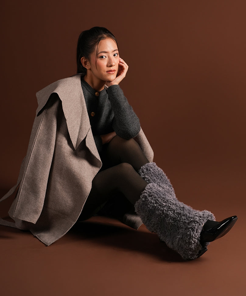 Plush Ribbed Leg Warmer - Grey