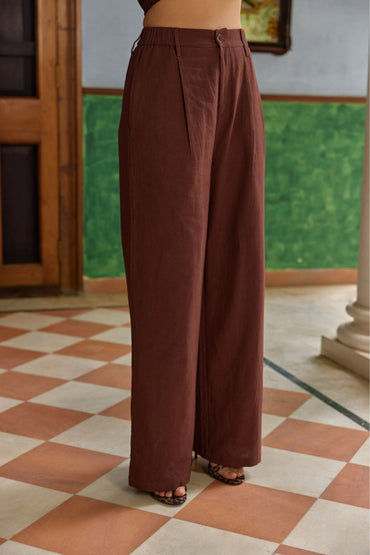 Brown Pleated Pants