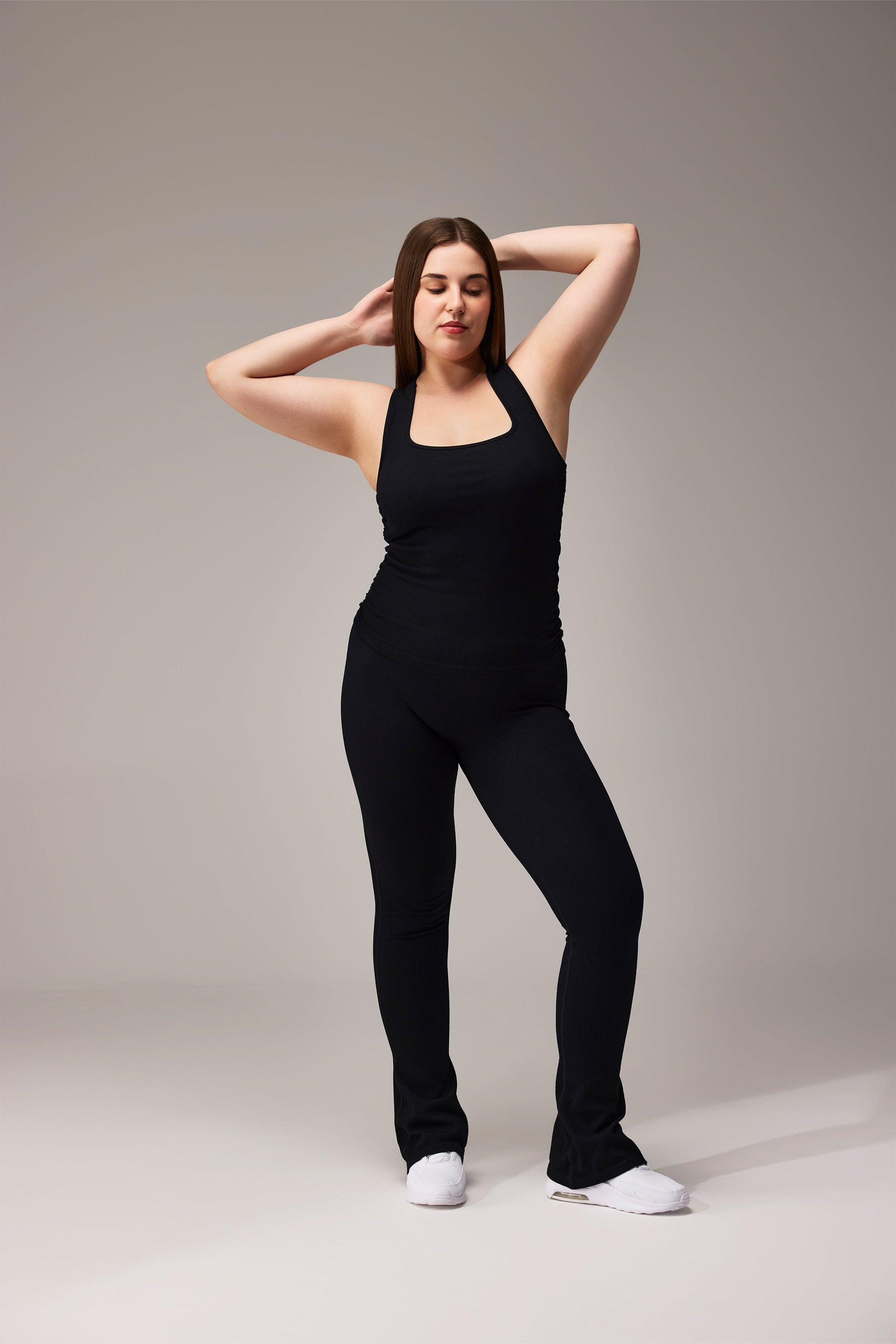 SEAMLESS RACERBACK TOP - BLACK | LALAFLOWER at Broadway