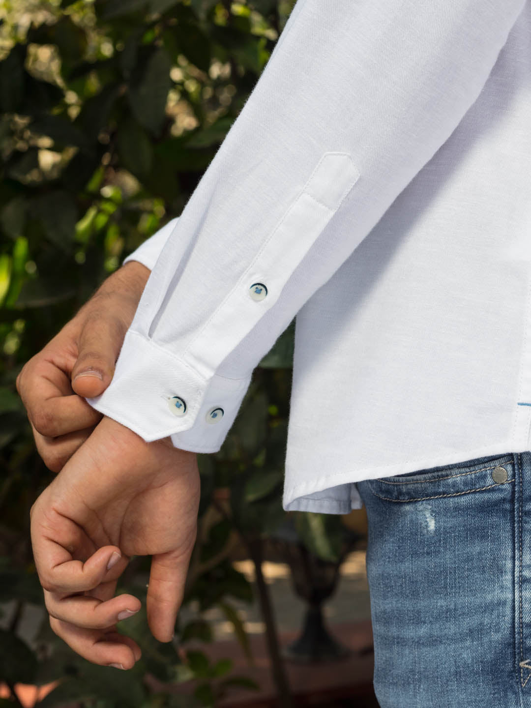 Buttondown Collar Cotton Linen French Placket Welt Pocket - Porto