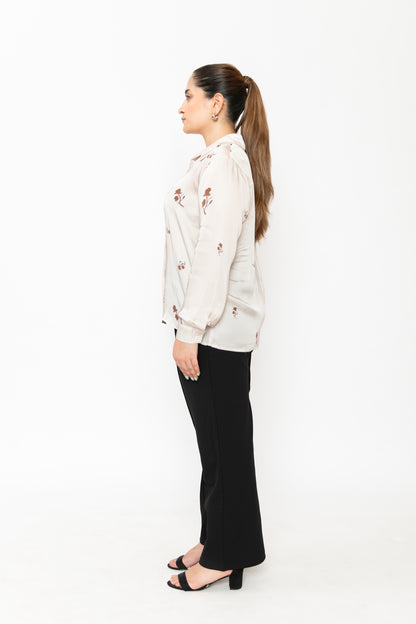 Contemponari-Wilted Petals Shirt-White | Contemponari at Broadway