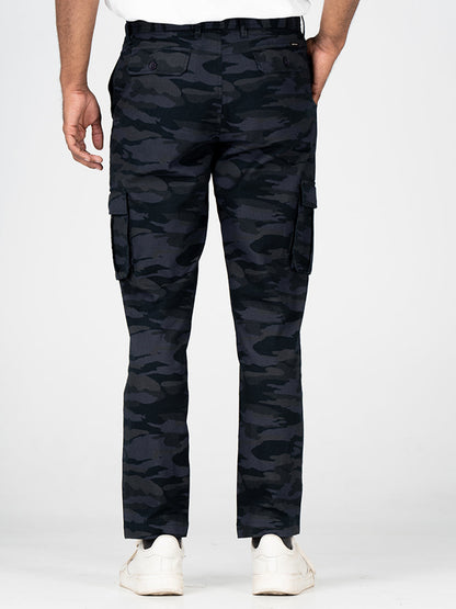 Blue Camo Slim Fit Cargo Pants