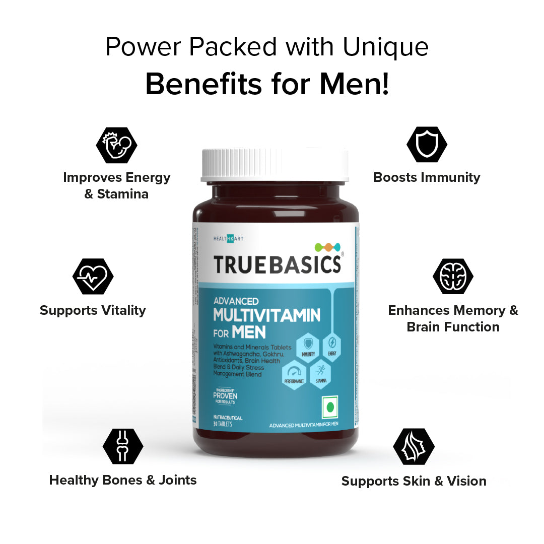 Advanced Multivitamin For Men, 30 Tablets | With Ashwagandha, Gokhru & Kawach, Vitamin D3 and Multiminerals | For Immunity, Energy, Strength & Stamina