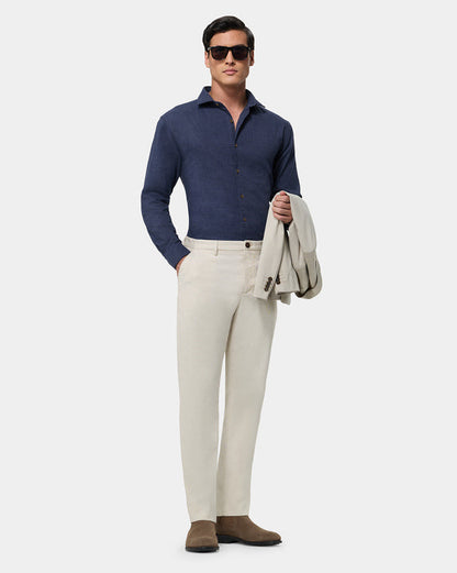 The Texture Tailored Pant Crème Grid