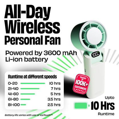 Nuuk BFF Rechargeable Personal Fan with IceTouch - Matcha Green