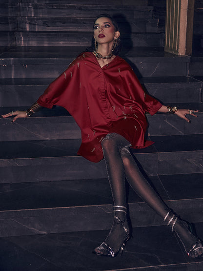 Aviory Embroidered Freesize Shirt Dress