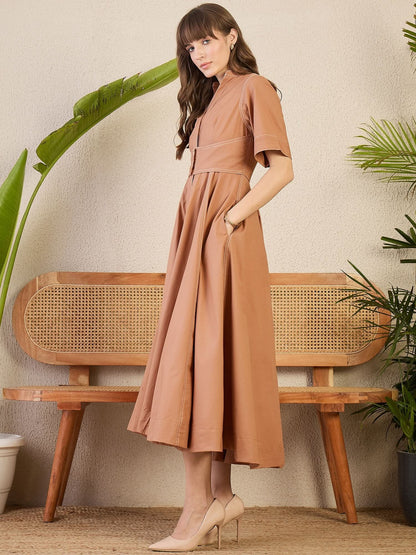 Corset Panelled Cotton Midi Dress