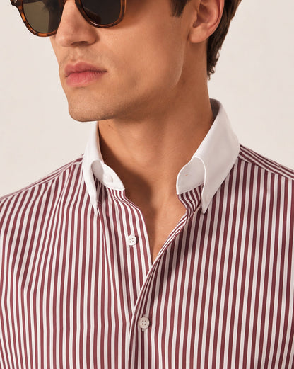 The Crownline Banker Collar Dress Shirt Merlot Red