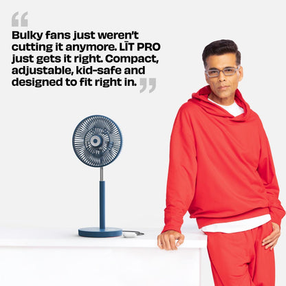 Rechargeable Table Fan with ProLift™ Adjustable Stem and Mood Light | LĪT PRO