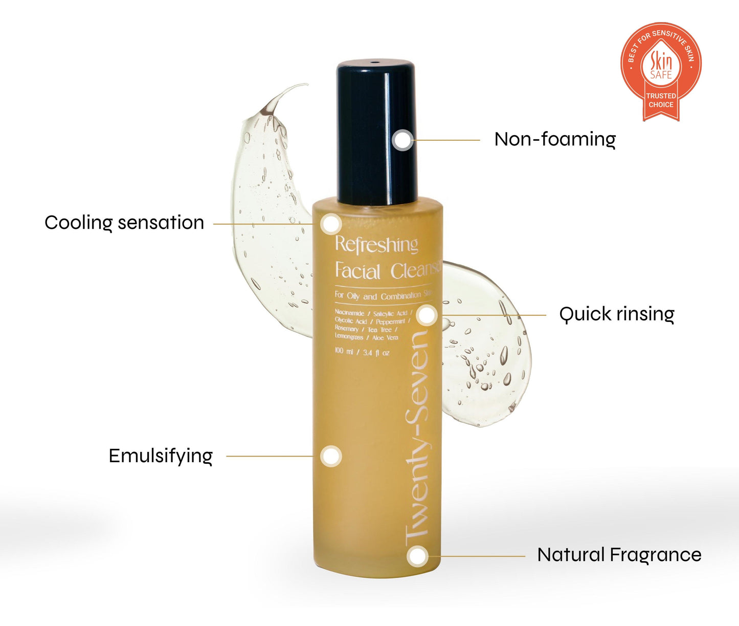 Refreshing Facial Cleanser with Niacinamide, Glycolic Acid (AHA) and Salicylic Acid (BHA) - 100ml